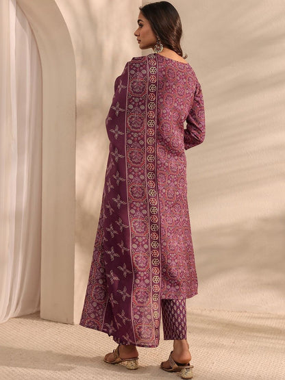 Women Ethnic Motifs Printed Regular Thread Work Kurta with Trousers & With Dupatta
