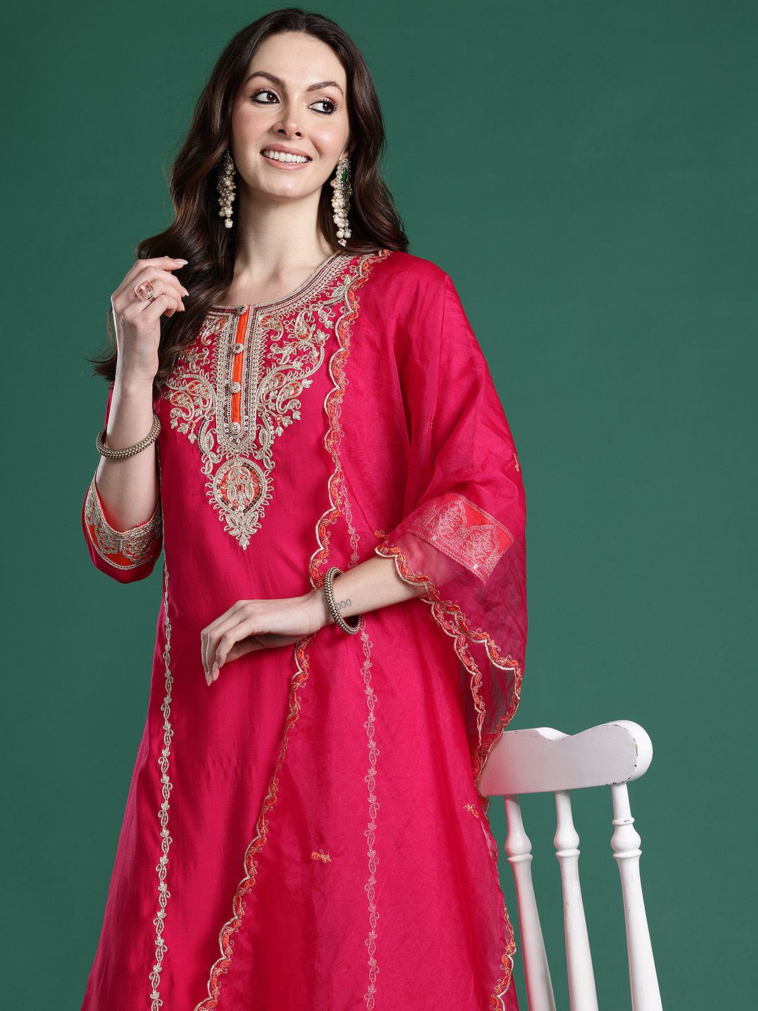 Ethnic Motifs Kurta with Trousers & Dupatta