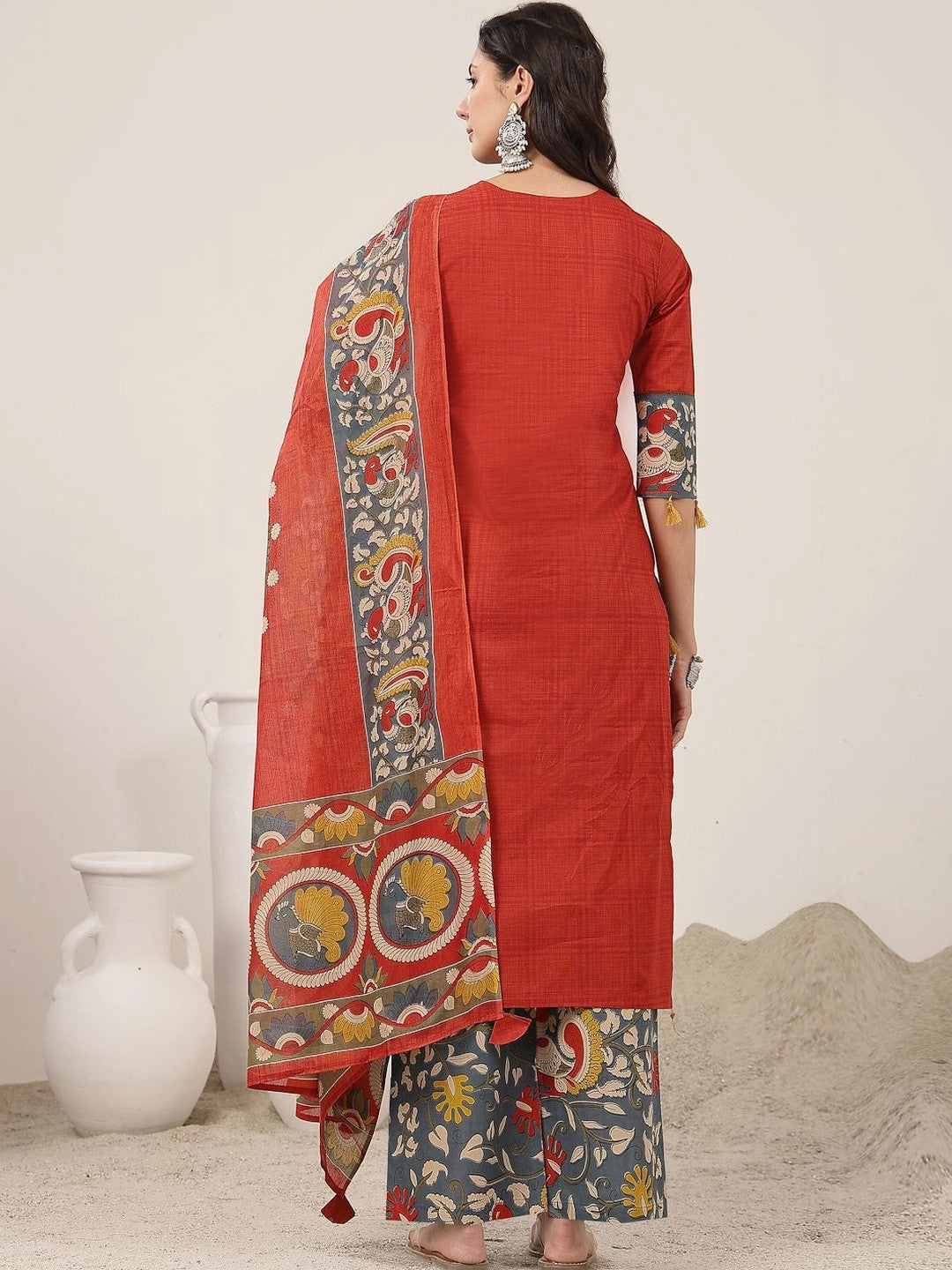 Women Ethnic Motifs Printed Regular Pure Cotton Kurta with Palazzos & With Dupatta
