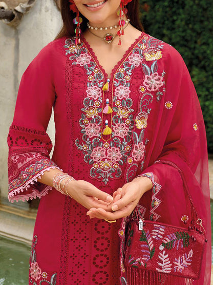 Floral Embroidered Regular Sequinned Kurta With Trousers & Dupatta