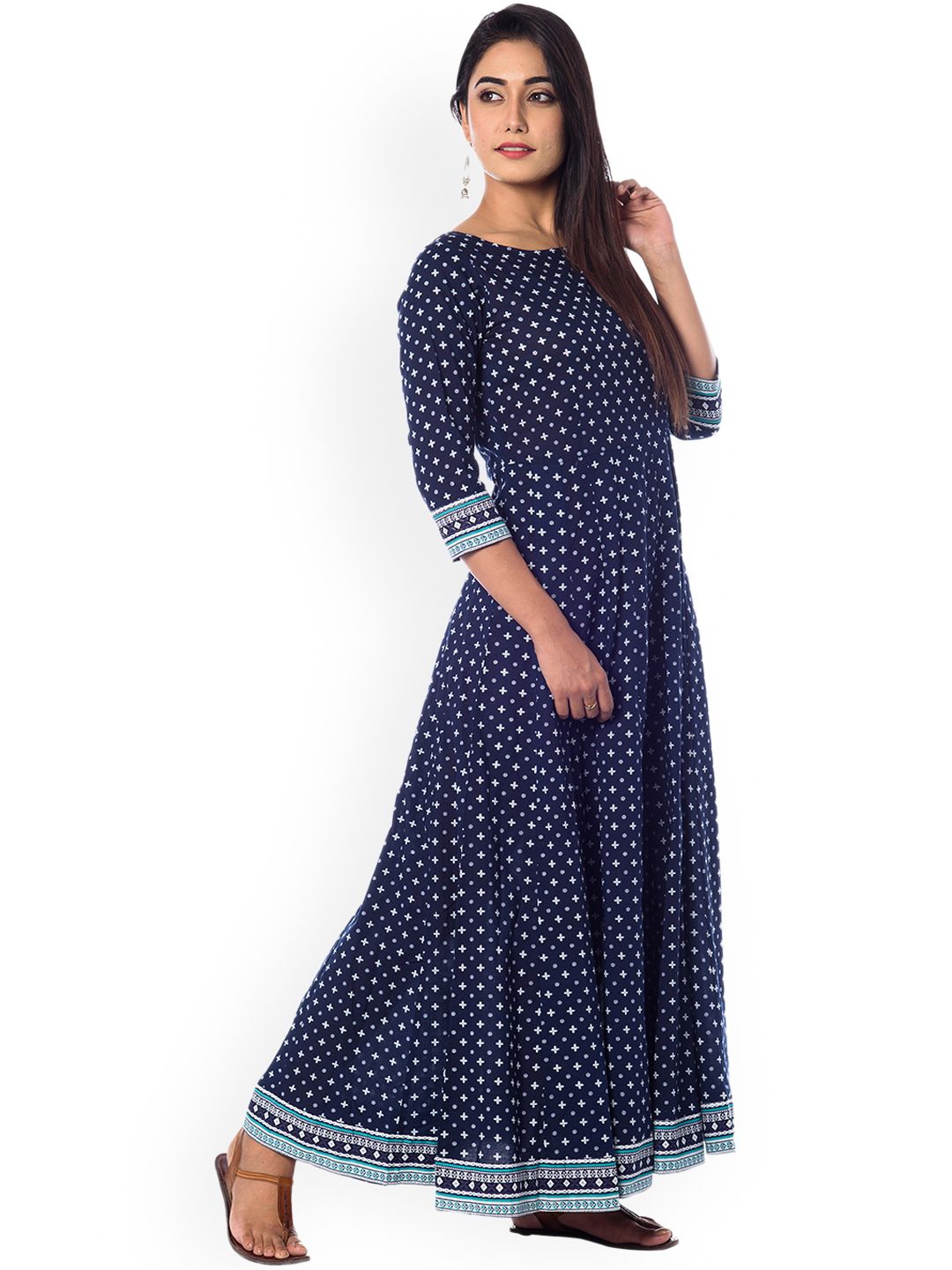 Dhiyona AY Women's Navy Blue Printed Maxi Dress