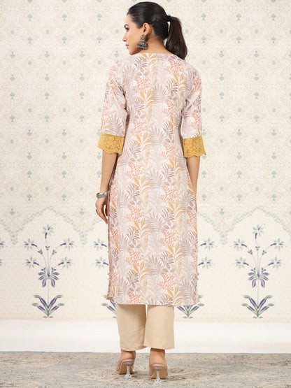 Dhiyona OD  Off Floral Printed Sequinned Floral Kurta