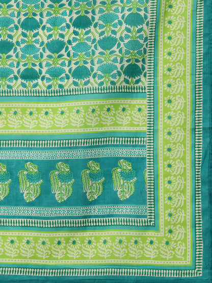 Women Green Ethnic Motifs Printed Pure Cotton Kurta with Palazzos & With Dupatta