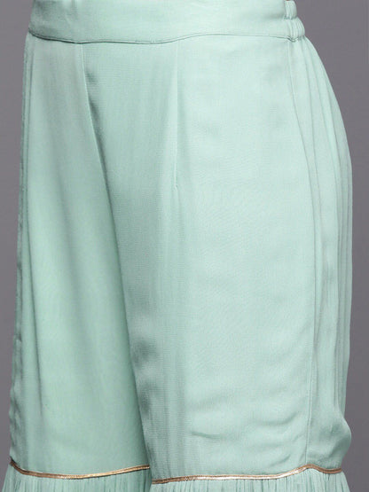 Dhiyona LL Embroidered Regular Pure Silk Kurti with Sharara & Dupatta