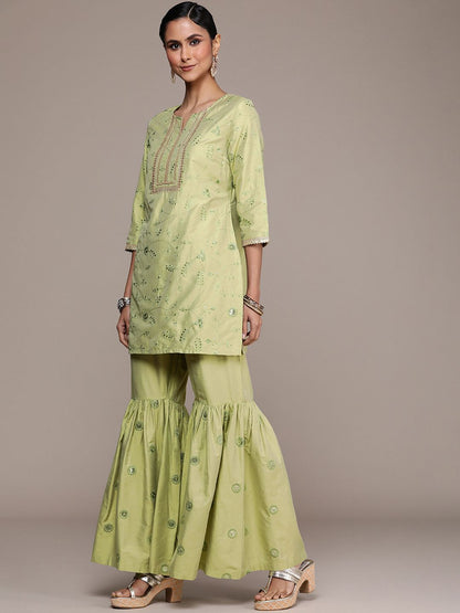 Dhiyona HOP Women Jashn Sequinned Kurti & Sharara With Dupatta