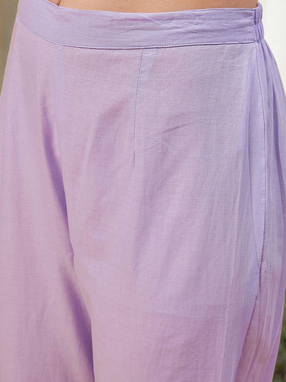 Dhiyona IS Women's Floral Embroidered Thread Work Pure Cotton Straight Kurta with Trousers