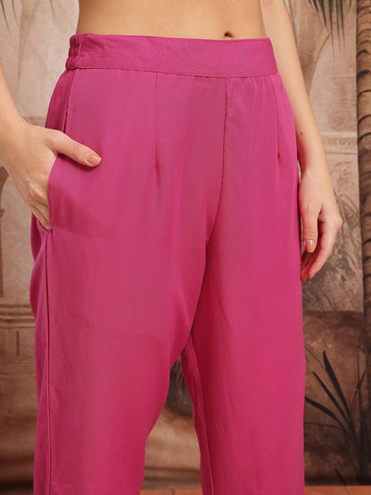 Regular Thread Work Kurta with Trousers