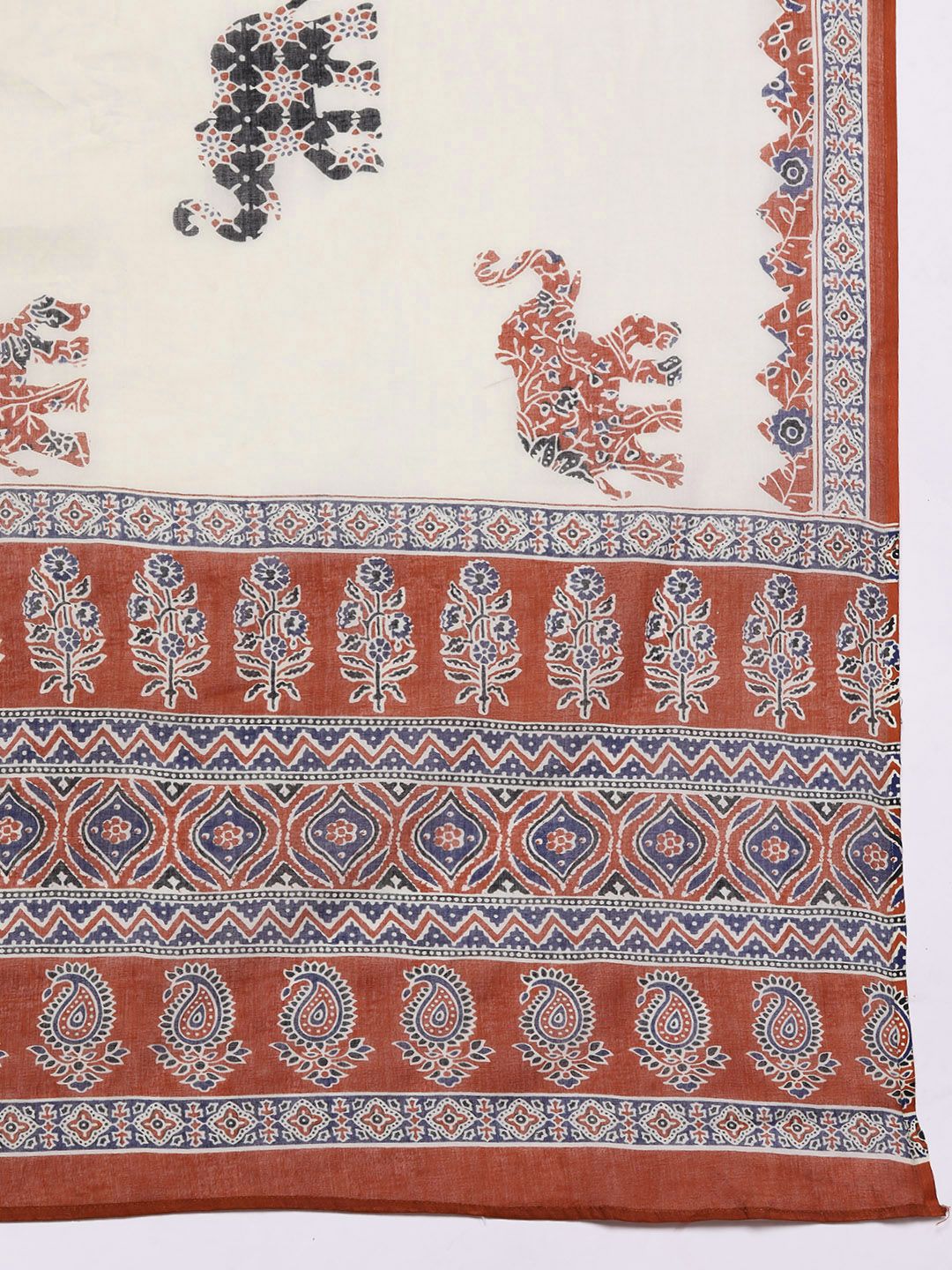 Dhiyona IE Women Ethnic Motifs Printed Pure Cotton Kurta with Trousers & With Dupatta
