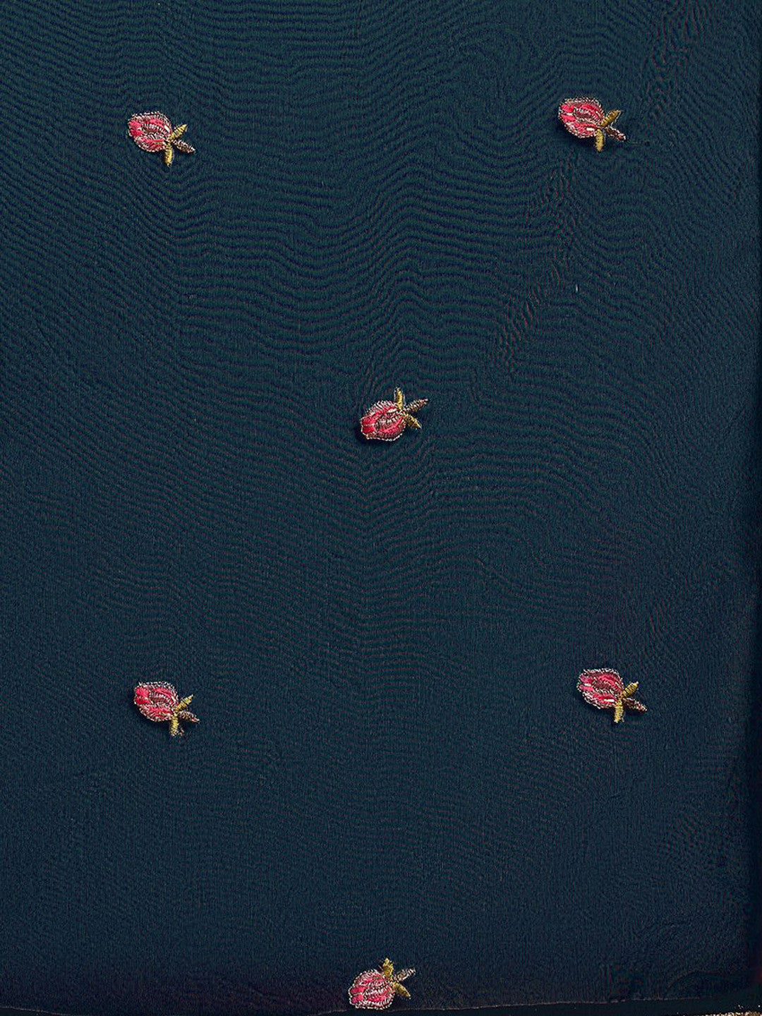 Zari Sequence Thread Embroidered Velvet Straight Kurta & Trousers With Dupatta