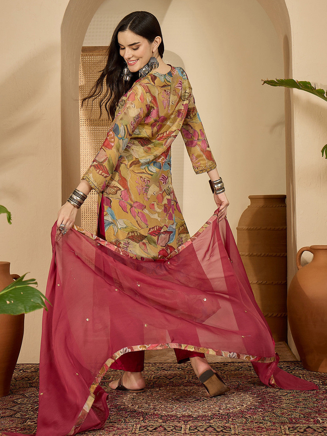 Printed Straight Kurta Sets With Dupatta