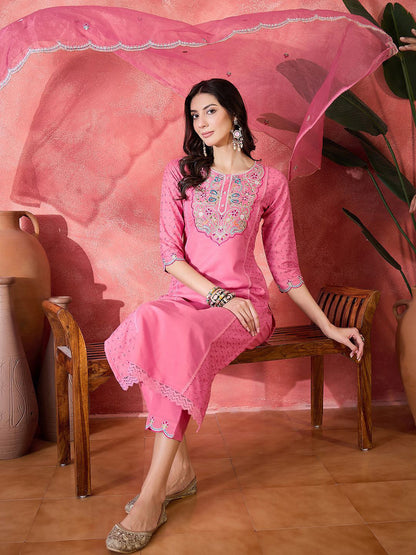 Embroidered Straight Kurta Set