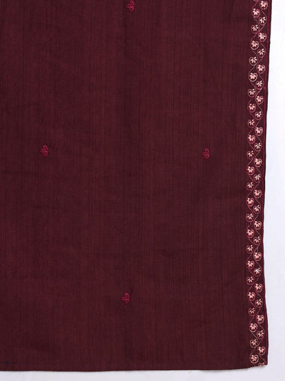 Ethnic Motifs Embroidered Sequinned Straight Kurta with Trouser & Dupatta