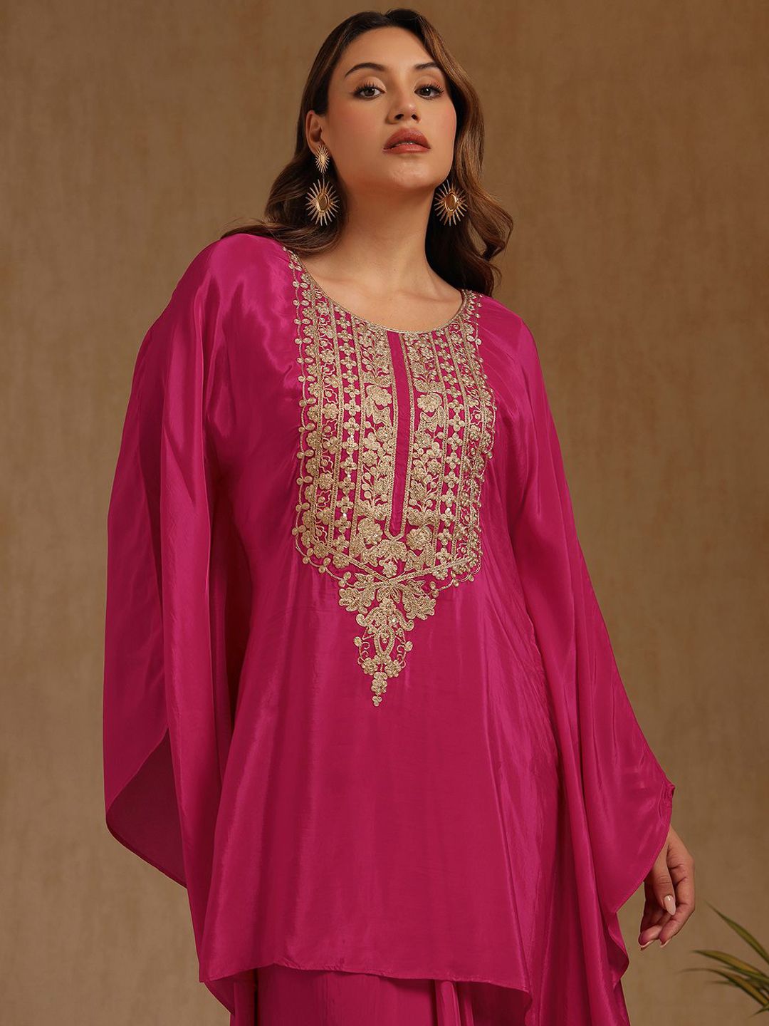 Dhiyona SO Women's Women Ethnic Motifs Embroidered Kaftan Kurta with Skirt