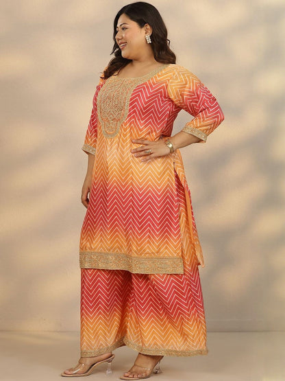 Dhiyona Women's Plus Size Printed Regular Kurta with Palazzos & With Dupatta