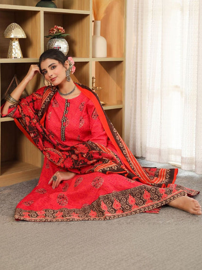 Dhiyona RR Women's Ethnic Motifs Printed Regular Pure Cotton Kurta with Trousers & With Dupatta
