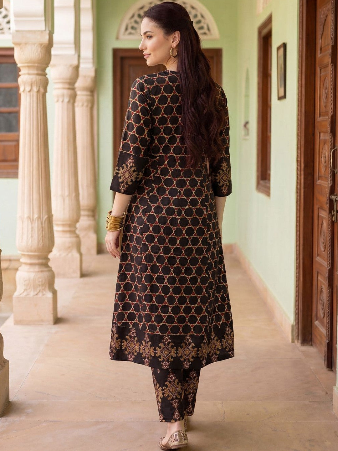 Women Ethnic Motifs Printed Regular Pure Cotton Kurta with Trousers & With Dupatta