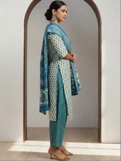 Women Ethnic Motifs Printed Regular Kurta with Trousers & With Dupatta
