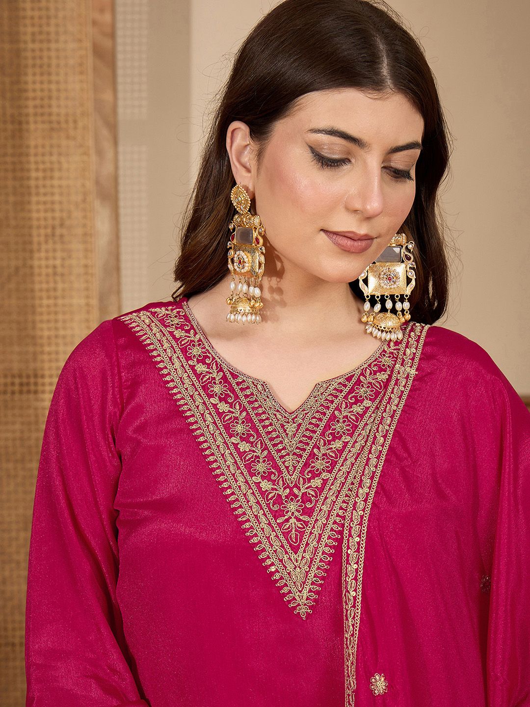 Dhiyona SN Embroidered Kurta & Palazzos with Dupatta Set