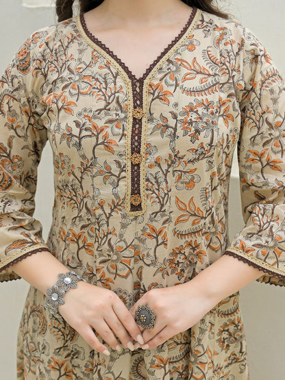 Dhiyona KL Women Printed Pure Cotton Kurta Sets With Dupatta
