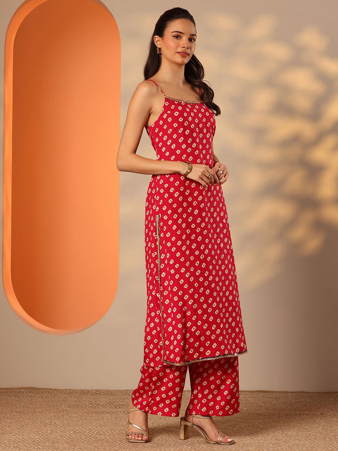 Women Bandhani Printed Regular Kurta with Palazzos
