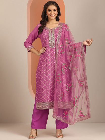 Dhiyona LL Women Ethnic Motifs Embroidered Kurta with Palazzo & Dupatta
