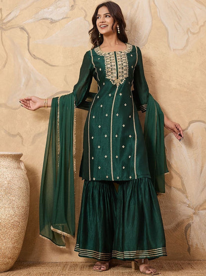Dhiyona HOP Embroidered Kurta & Sharara with Dupatta