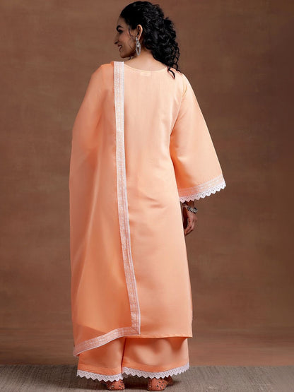 Women Ethnic Motifs Embroidered Regular Thread Work Kurta with Palazzos & With Dupatta