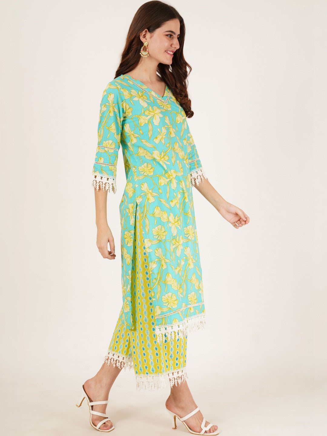 Women Floral Printed Regular Pure Cotton Kurta with Palazzos