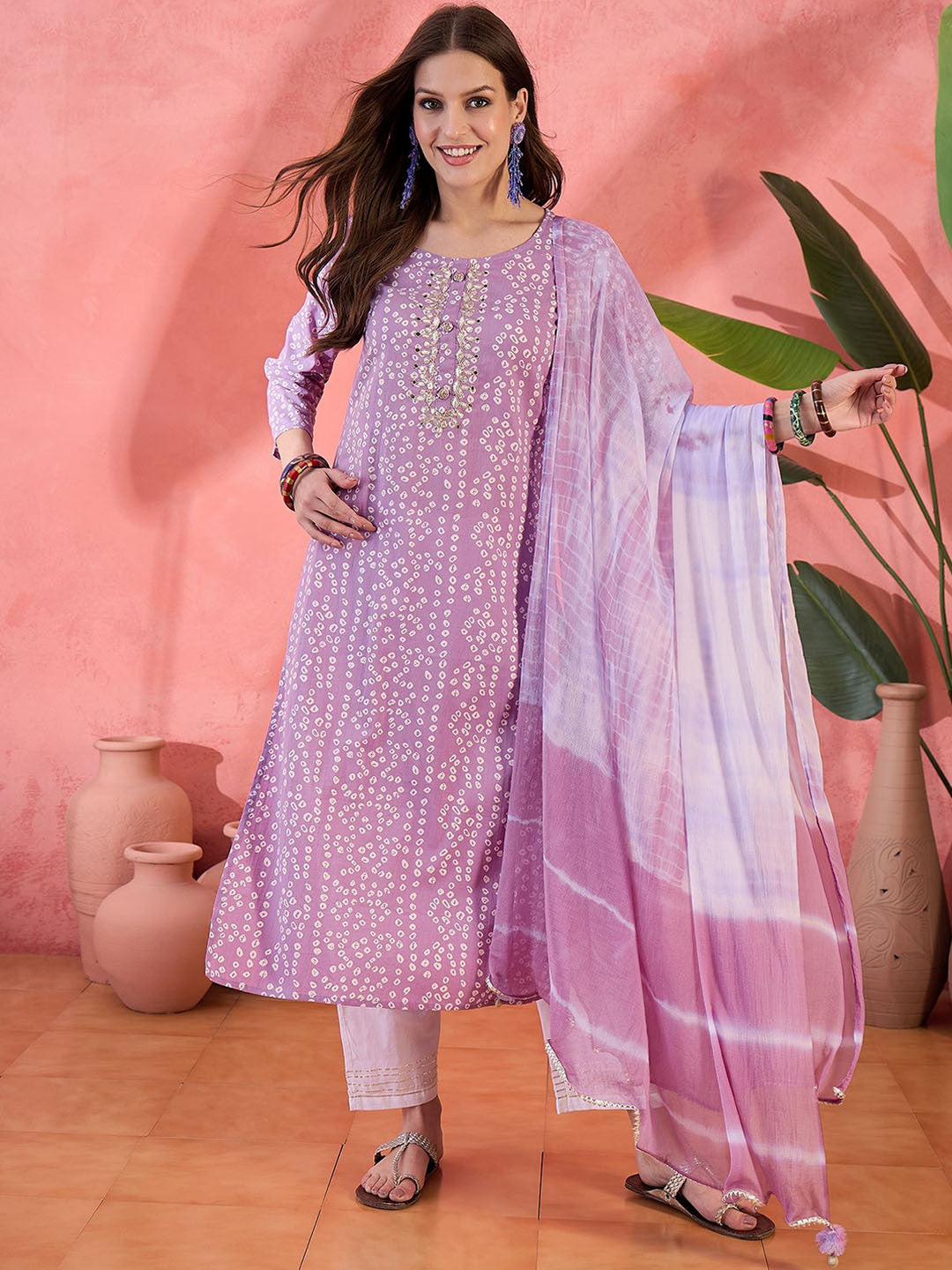 Printed Pure Cotton Kurta Trouser With Dupatta