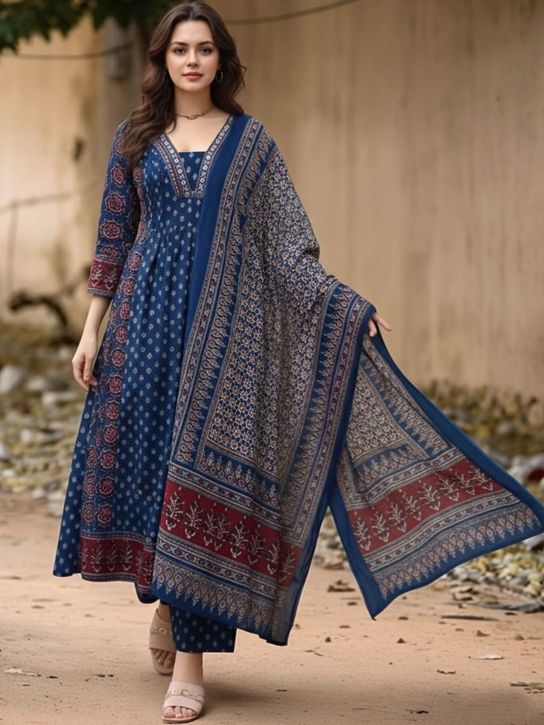 Dhiyona KL Women Ethnic Motifs Printed Regular Kurta with Palazzos & With Dupatta