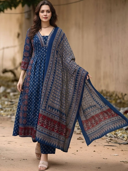 Dhiyona KL Women Ethnic Motifs Printed Regular Kurta with Palazzos & With Dupatta
