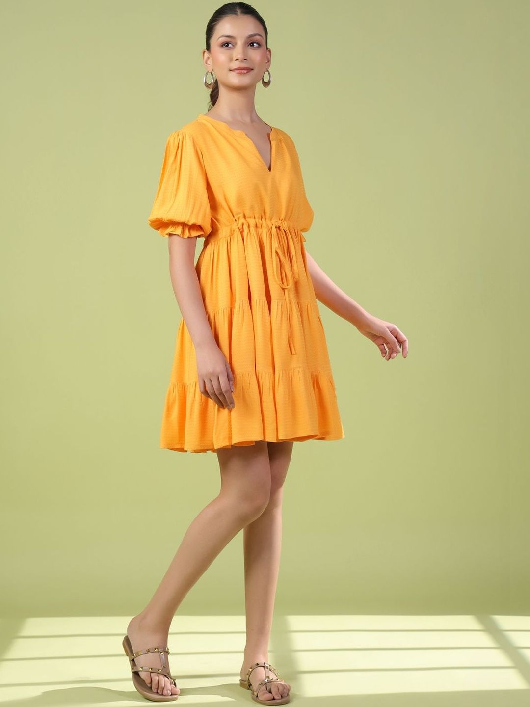 Dhiyona AY Women's Puff Sleeve Fit & Flare Mini Dress