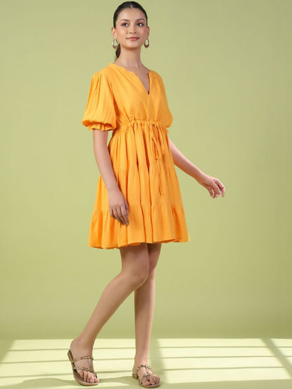 Dhiyona AY Women's Puff Sleeve Fit & Flare Mini Dress