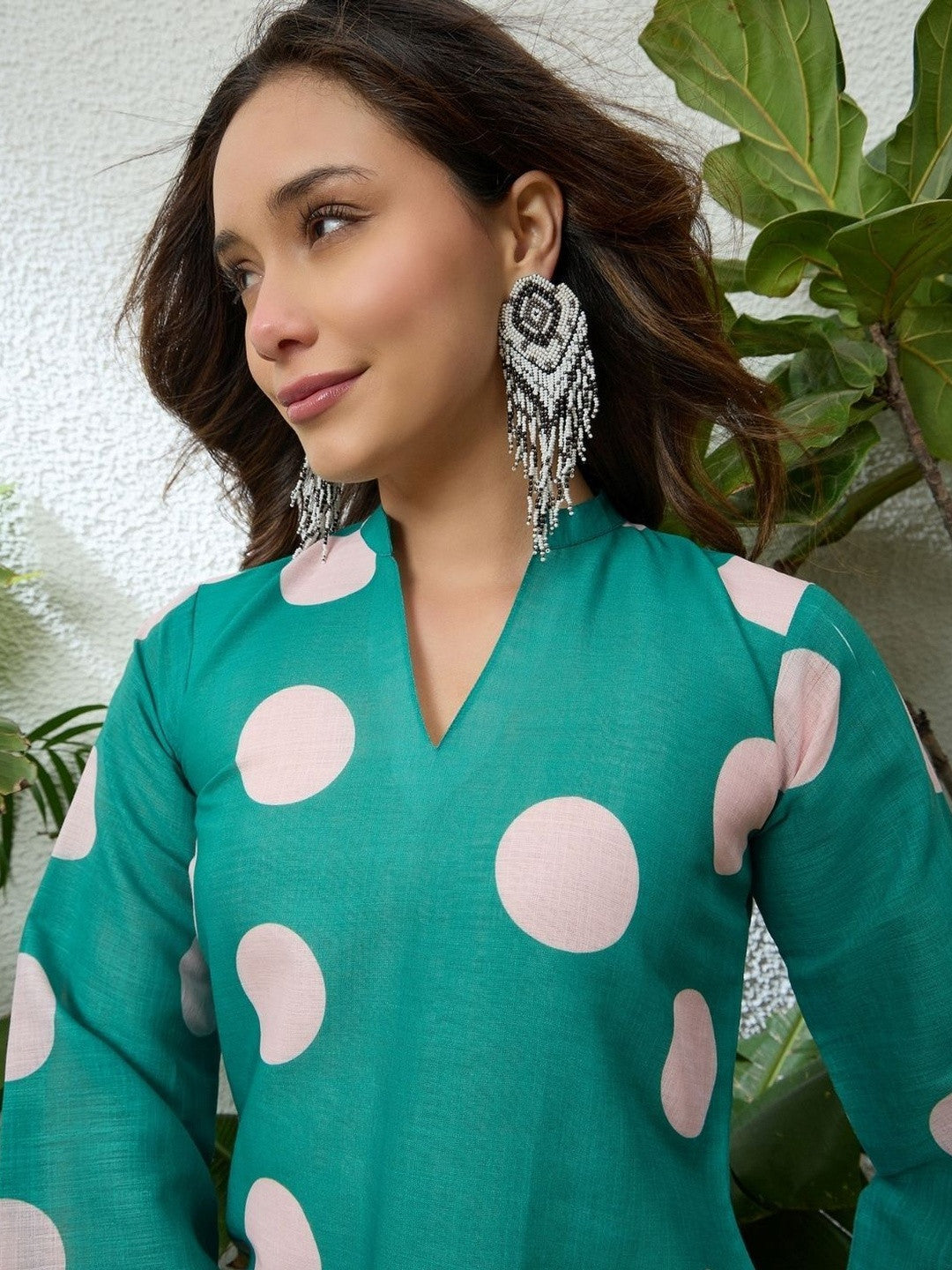 Women Linen Floral Printed Short Kurti With Farshi Salwar Set
