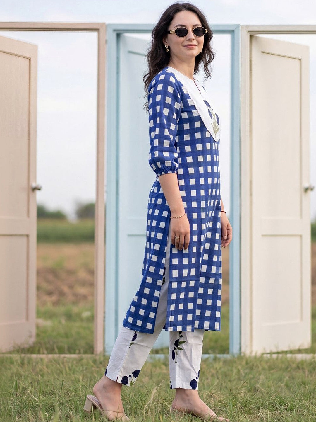 Women Printed Regular Pure Cotton Kurta with Trousers