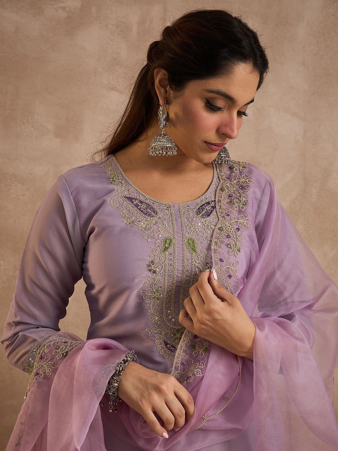 Dhiyona IE Women Ethnic Motifs Embroidered Kurta with Salwar & Dupatta