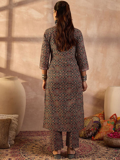 Dhiyona IE Printed Pure Cotton Tunic With Trousers