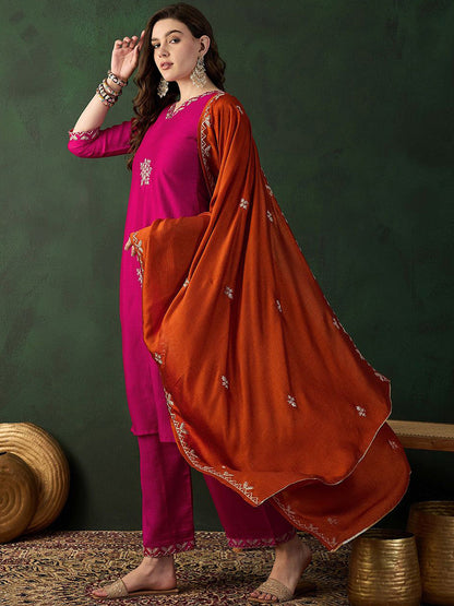 Embroidered Kurta Set With Dupatta