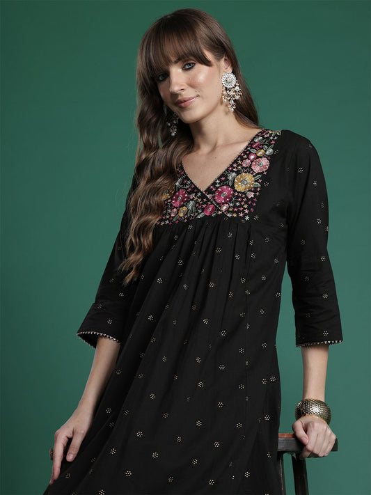 Dhiyona IE Embroidered Pure Cotton Tunic With Trouser Co-Ords
