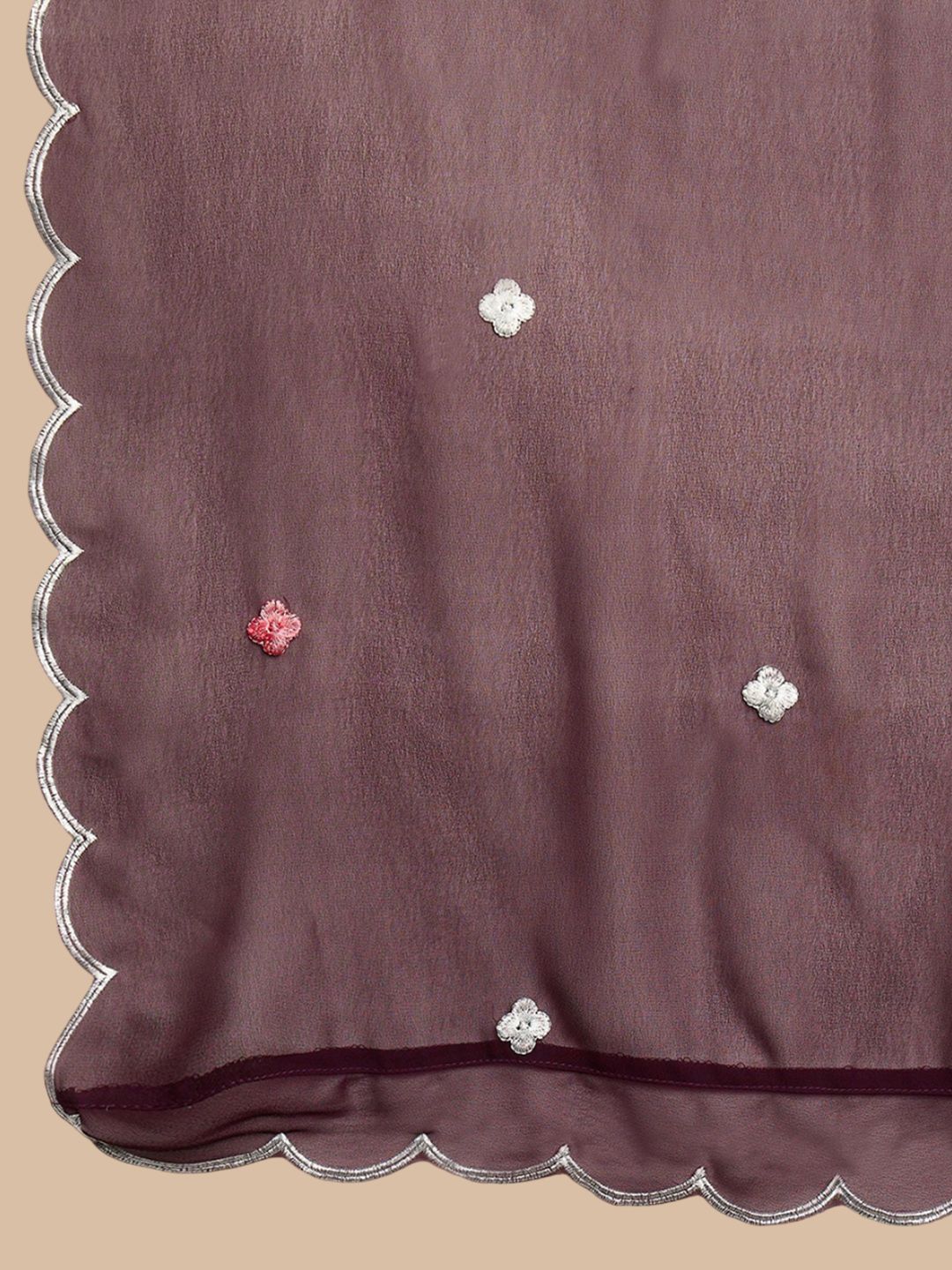 Dhiyona KL Floral Embroidered Mirror Work Kurta with Palazzos & Dupatta