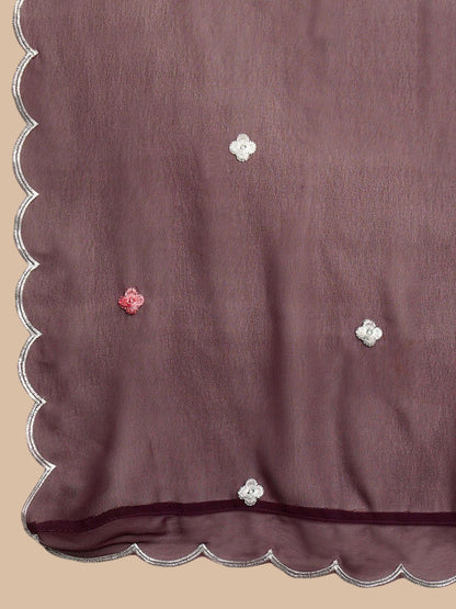 Dhiyona KL Floral Embroidered Mirror Work Kurta with Palazzos & Dupatta
