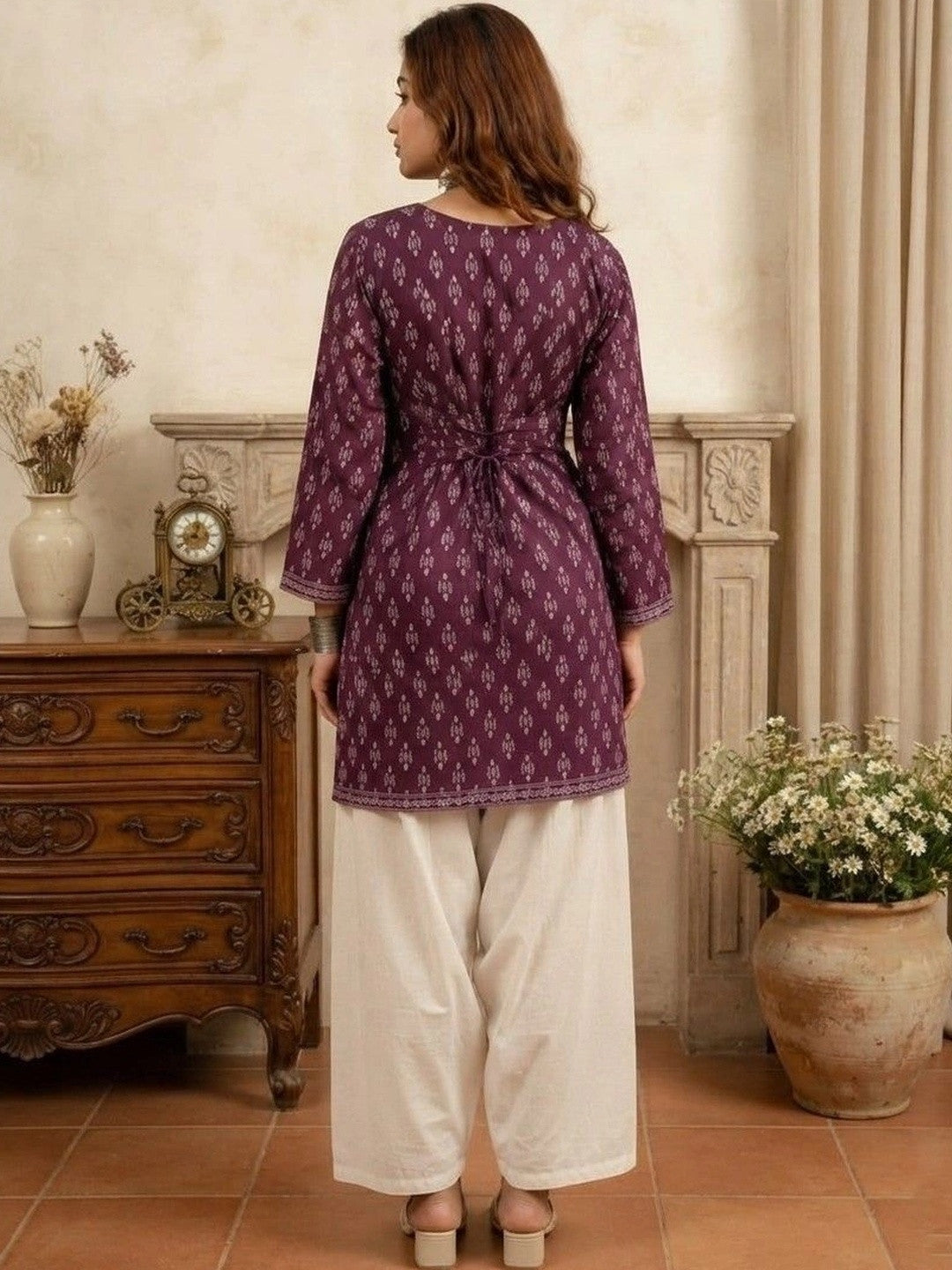Women Ethnic Motifs Printed Regular Pure Cotton Kurta with Farsi Salwar