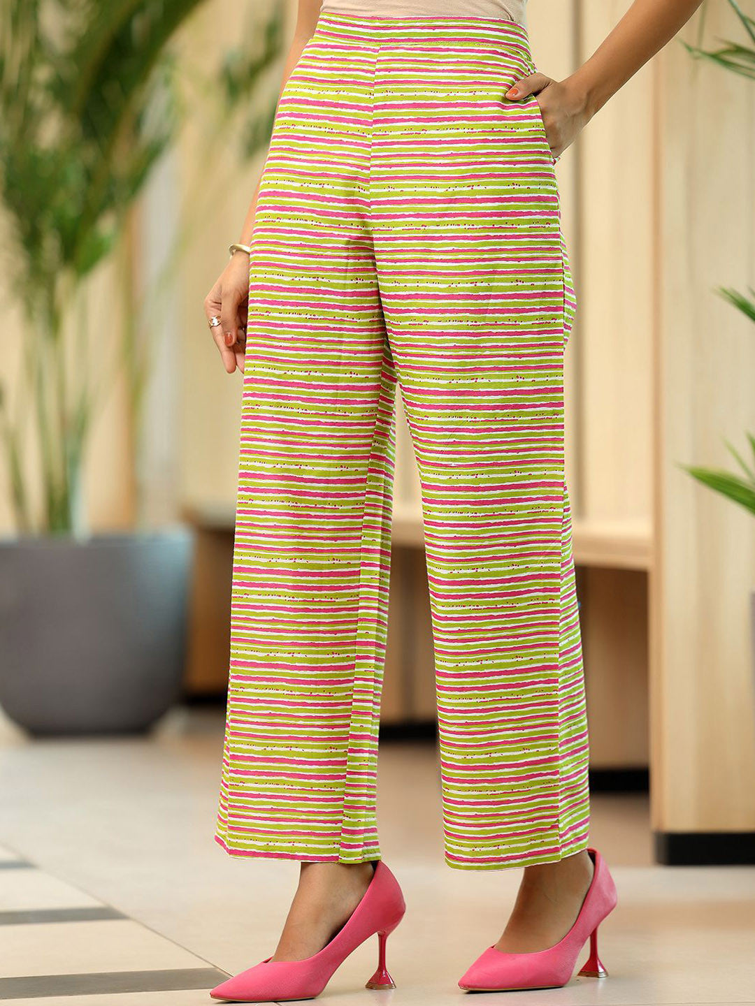 Floral Printed A-Line Empire Gotta Patti Pure Cotton Kurta with Palazzos & Dupatta