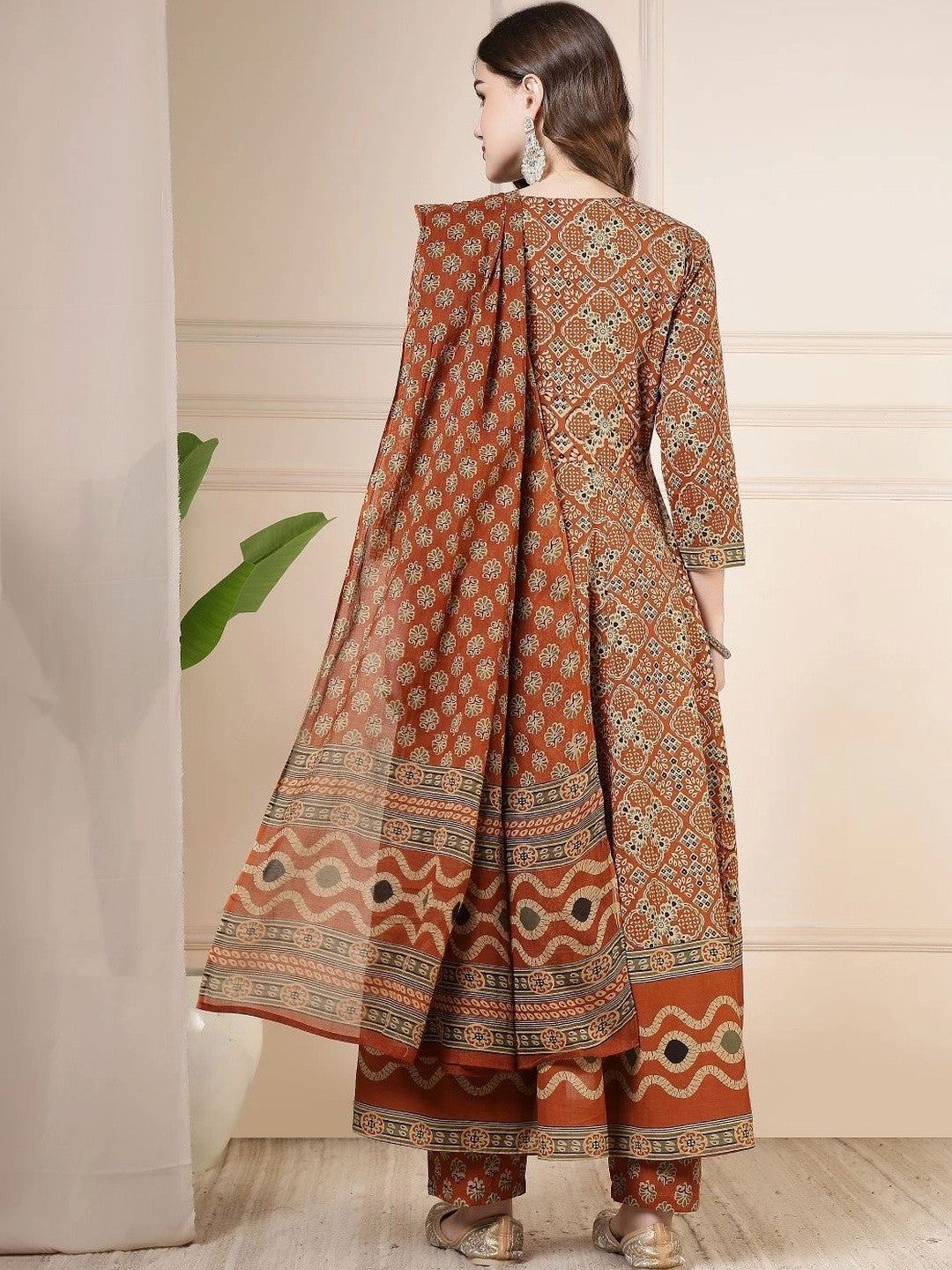 Women Ethnic Motifs Printed Empire Pure Cotton Kurta with Trousers & With Dupatta