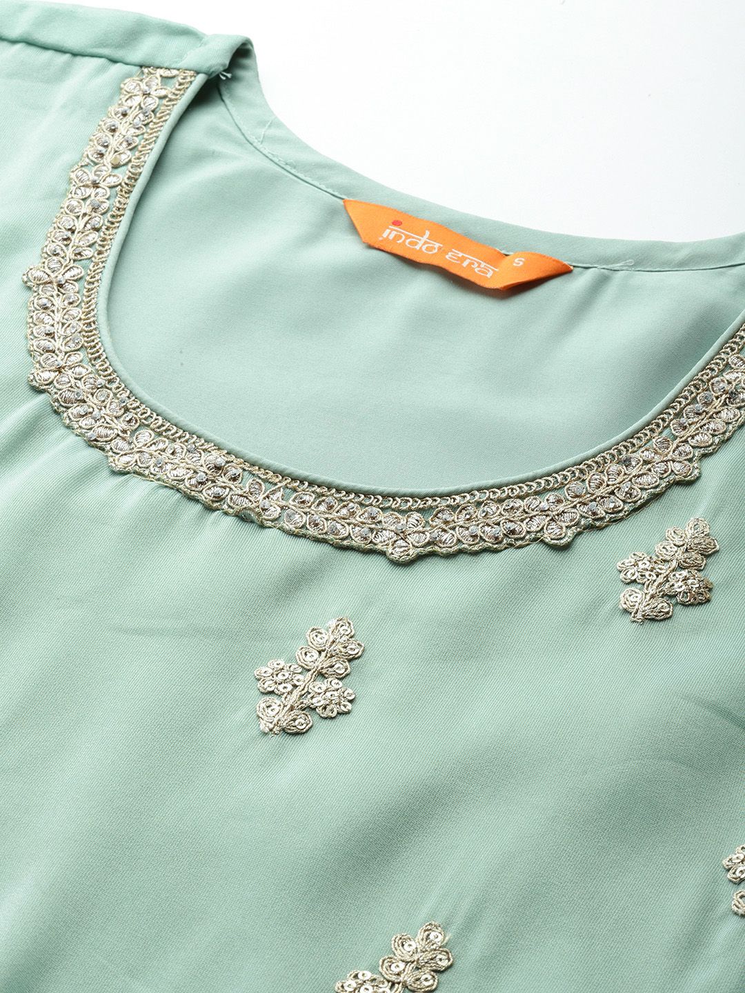 Dhiyona IE Ethnic Motifs Embroidered Sequinned Kurta with Palazzos & With Dupatta