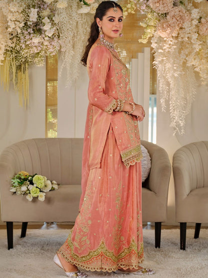 Women Ethnic Motifs Embroidered Regular Thread Work Kurta with Sharara & With Dupatta
