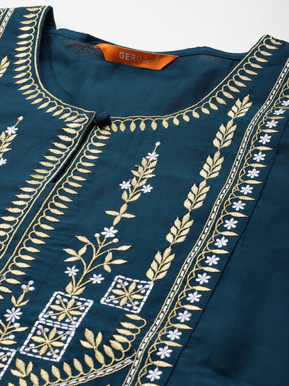 Women Floral Yoke Design Regular Kurta with Trousers With Dupatta