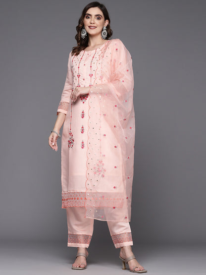 Women Embroidered Sequinned Kurta with Trousers & Dupatta