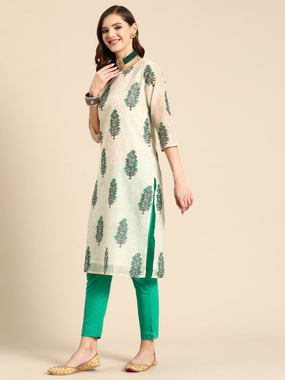 Floral Printed Regular Kurta With Trousers & Dupatta