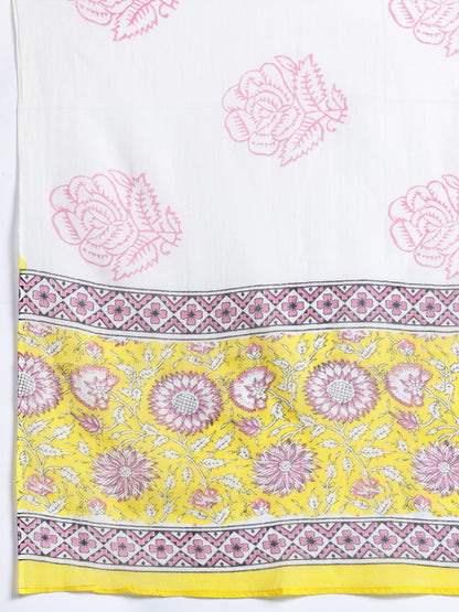 Floral Printed Pure Cotton Kurta with Trousers & Dupatta